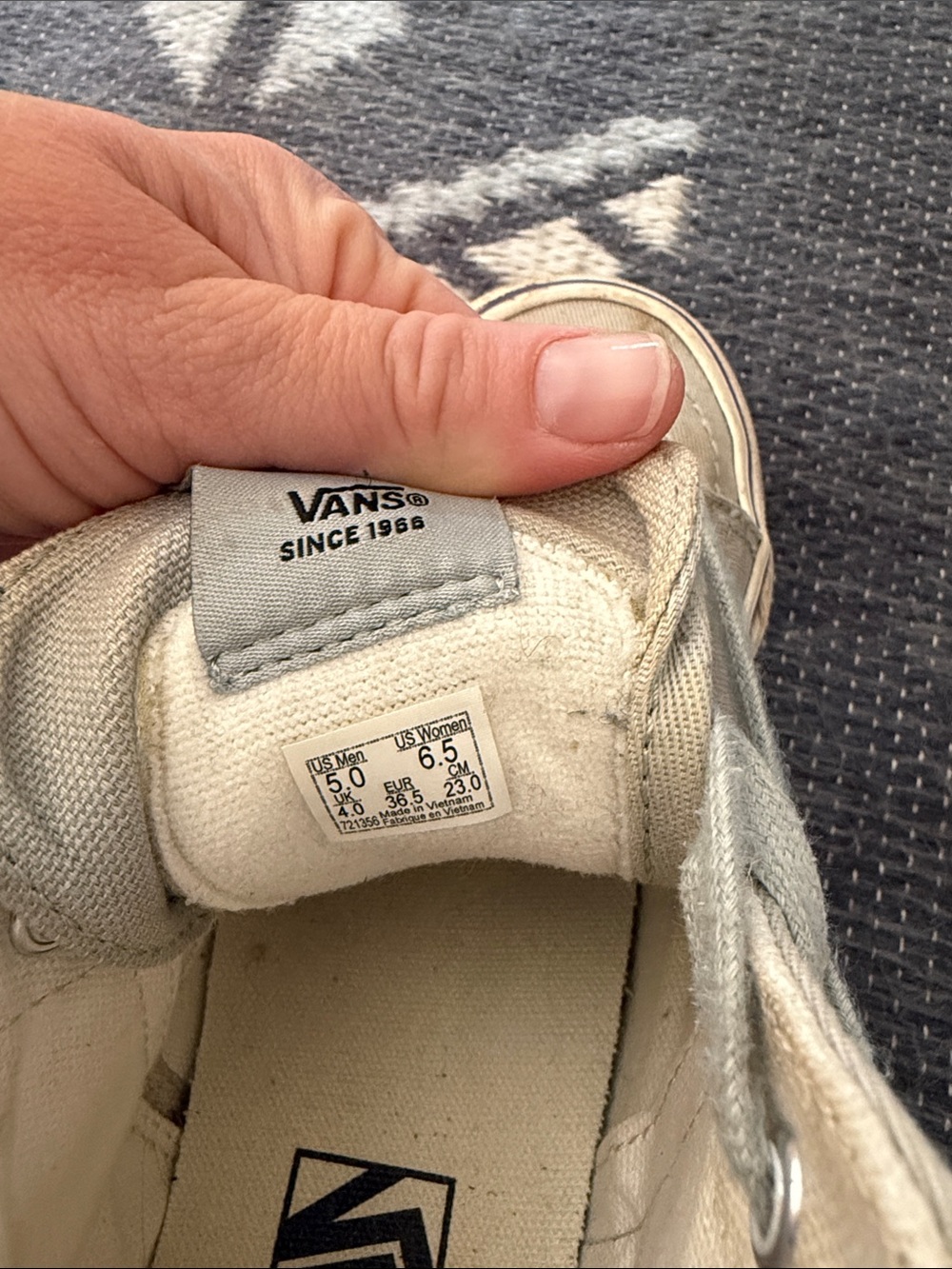 Vans High-Top Canvas Sneakers in Light Gray and White - Picture 2 of 2